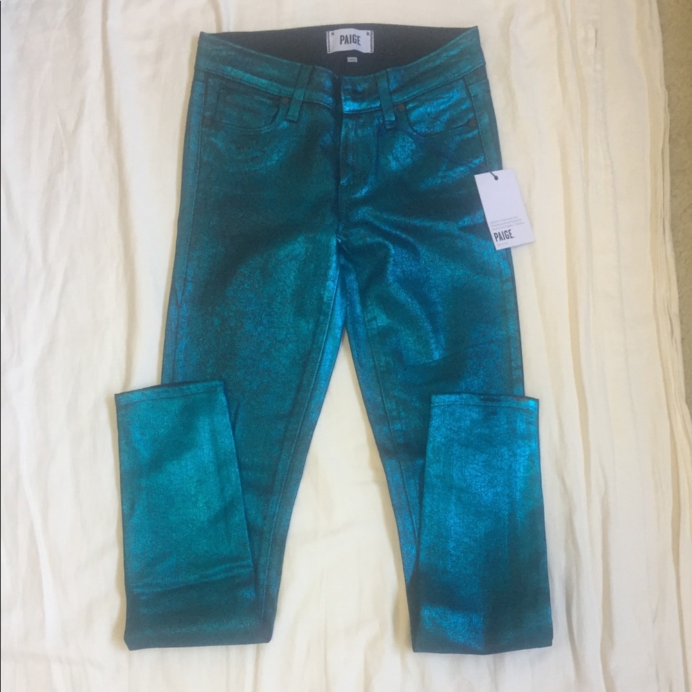 Paige Vertugo Ultra Skinny blue metallic crackle